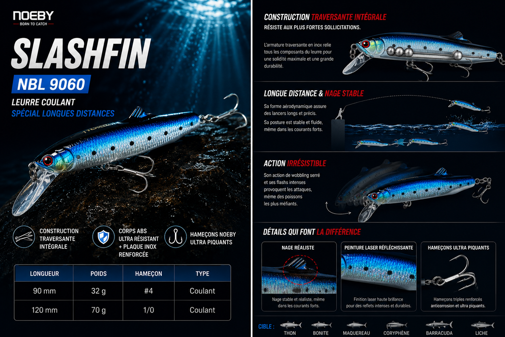 Slashfin Noeby – leurre coulant compact et équilibré