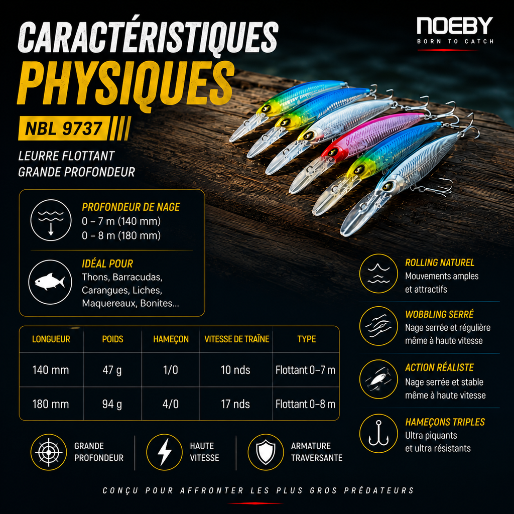 Apex Diver V2 Noeby – Leurre de Traîne plongeant  Thru-Wire Thon & Wahoo