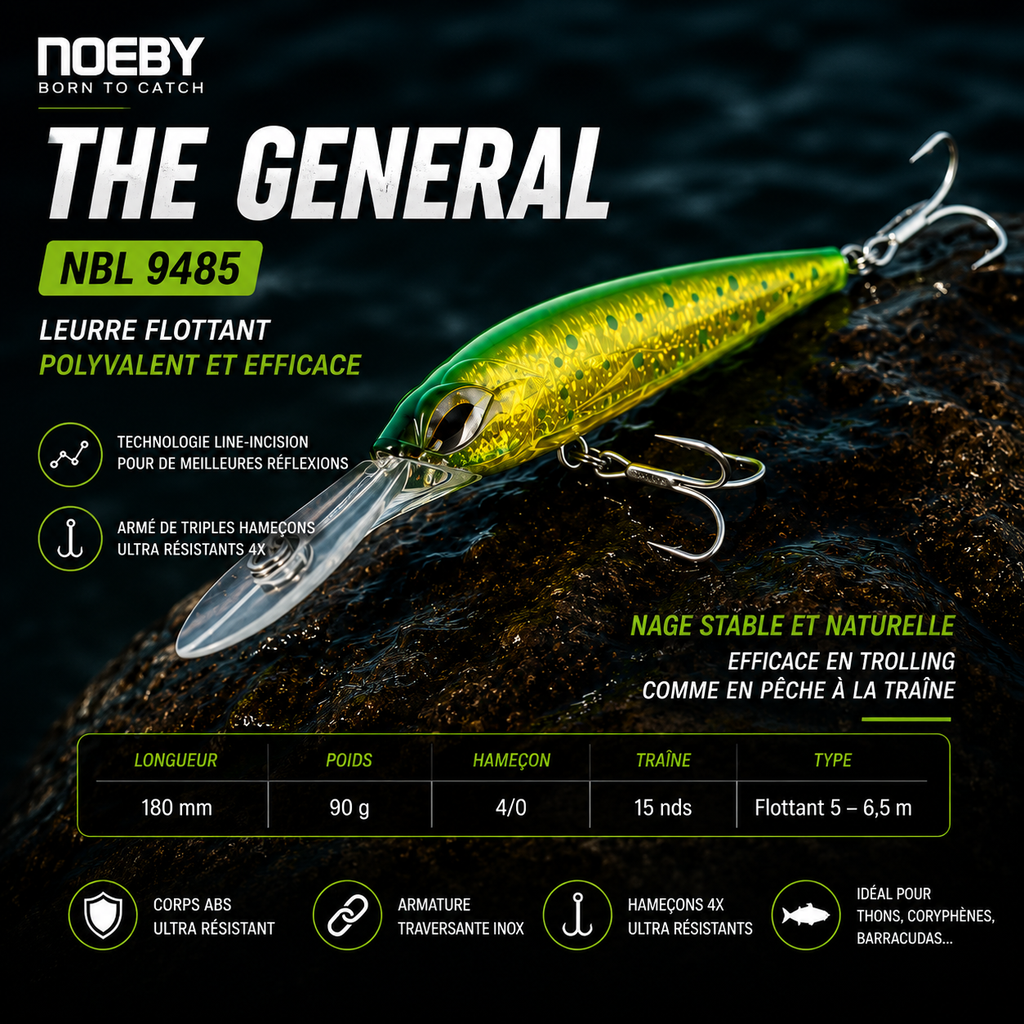 The General Noeby – Leurre de Traîne plongeant  Ultra Résistant Thon & Wahoo