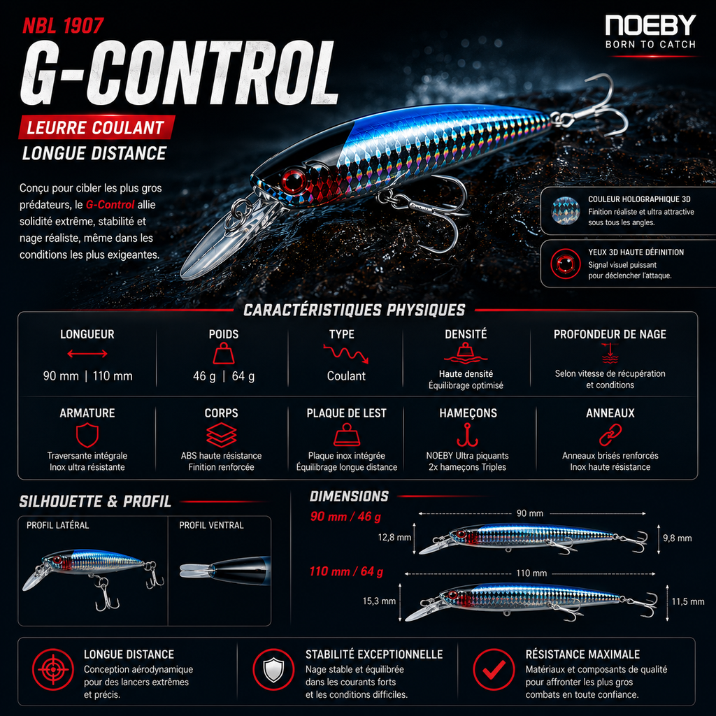 G-Control Noeby – Leurre coulant  Bar & Pélagiques