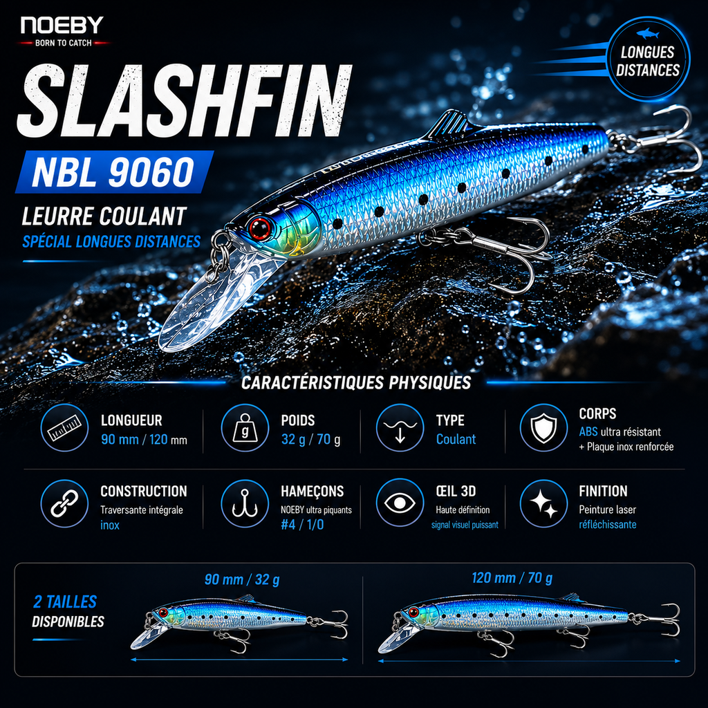 Slashfin Noeby – leurre coulant compact et équilibré