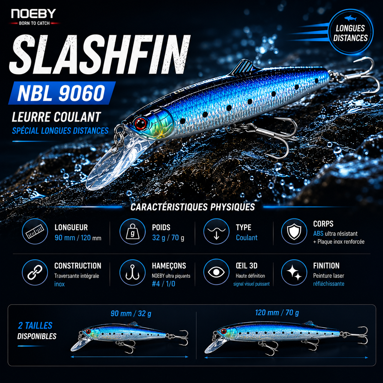Slashfin Noeby – leurre coulant compact et équilibré