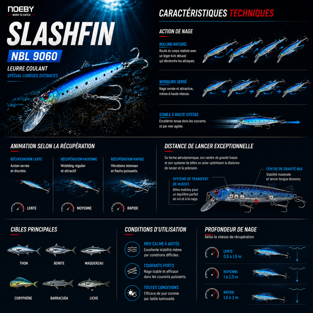 Slashfin Noeby – leurre coulant compact et équilibré