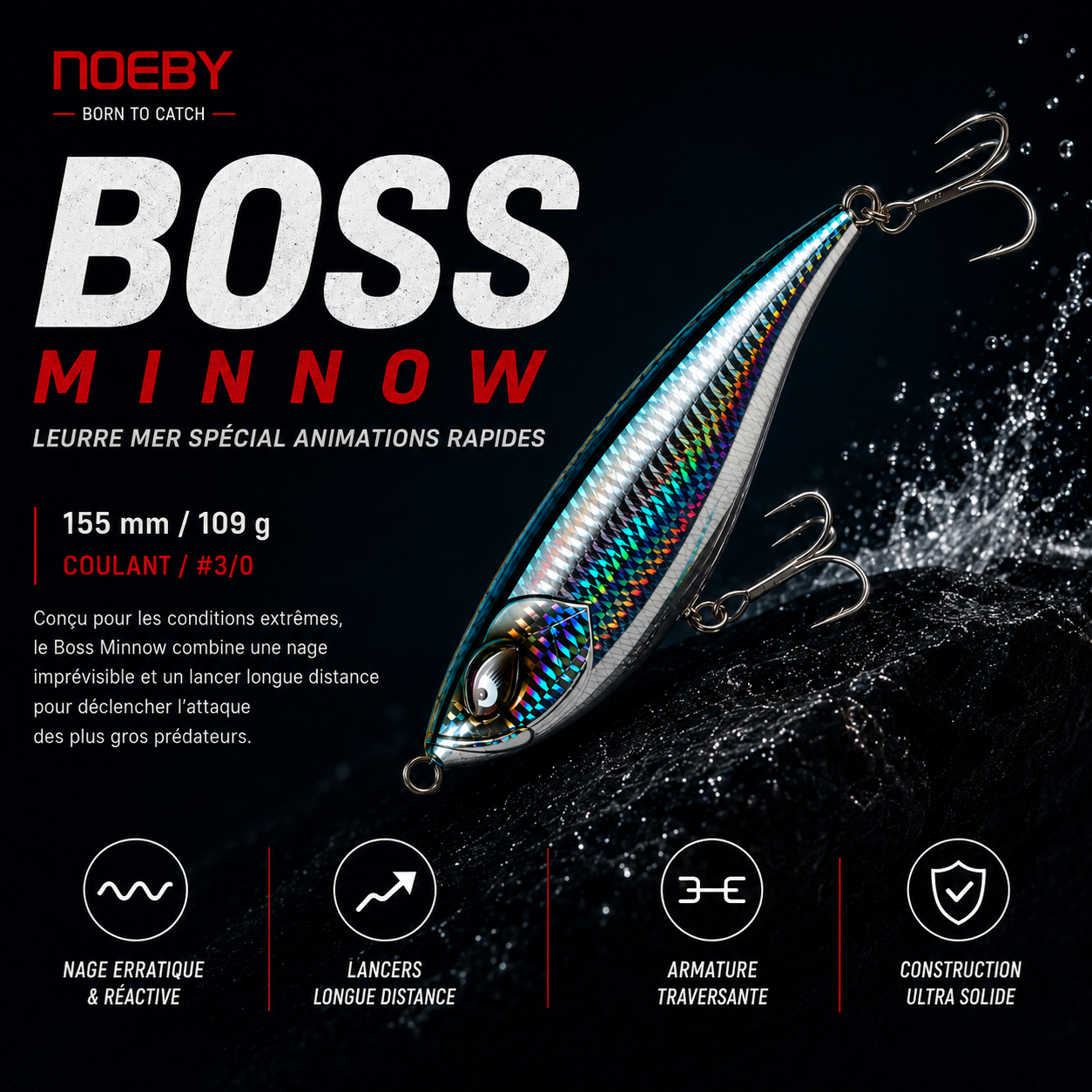 Boss Minnow Noeby –  Leurre puissant pour Gros Prédateurs