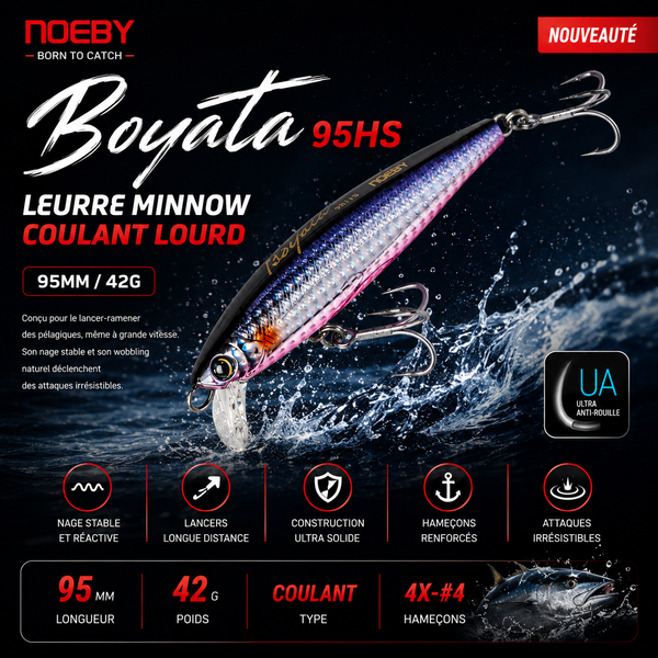 Boyata Noeby – Leurre coulant Compact, Bars, Liches, bonites, Pélagiques