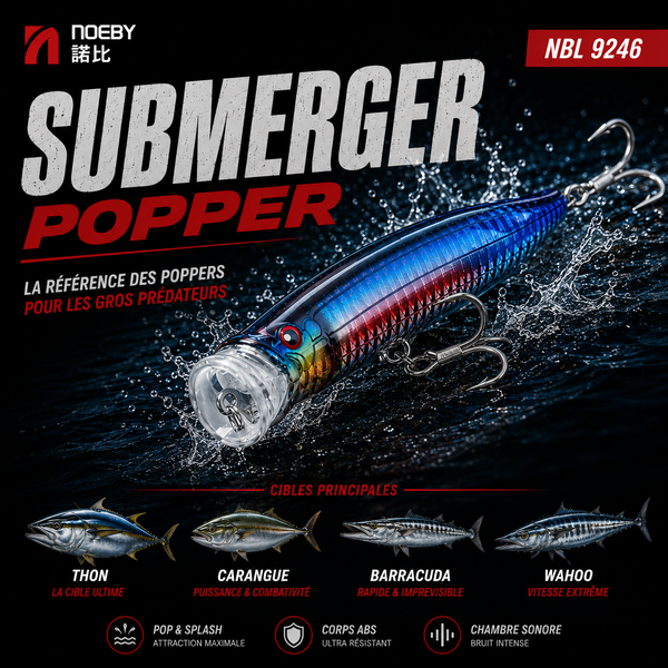 Submerger Noeby – Popper Technique Traînée de Bulles- Longue Distance